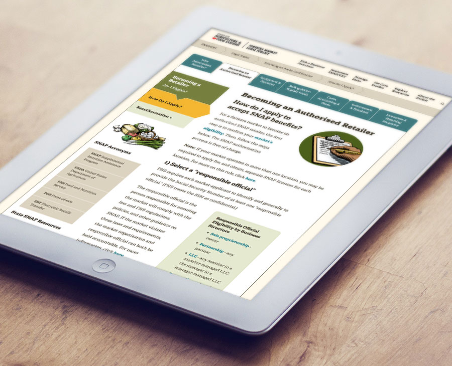 Farmers market website shown on an iPad