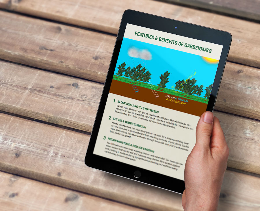 Responsive website for Vermont weed barrier company shown on an iPad